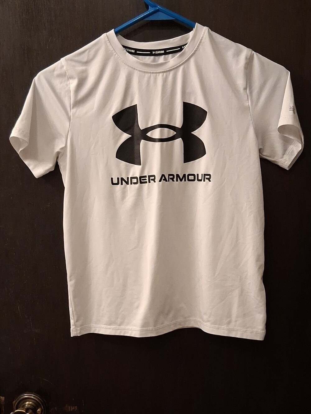 Under Armour White & Black Small Rashguard, Loose Fit, UPF 50